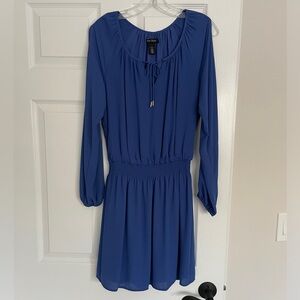White House Black Market Cobalt Blue Long Sleeve Elastic Waist Dress Size 4